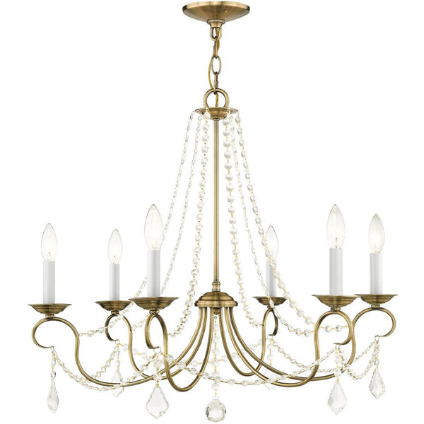 HomeRoots Six Light Dimmable Chandelier - Modern Cylinder Design with Steel Shades for Versatile Lighting Style 687844