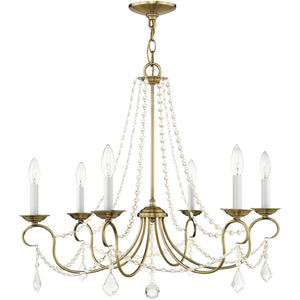 HomeRoots Six Light Dimmable Chandelier - Modern Cylinder Design with Steel Shades for Versatile Lighting Style 687844