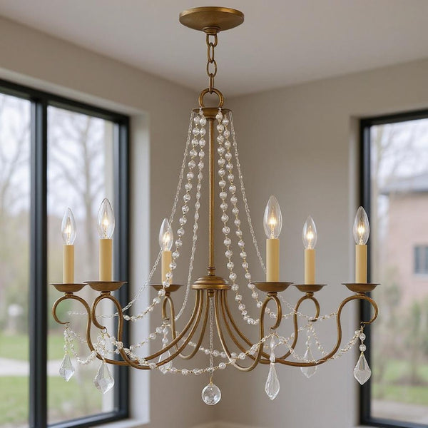 HomeRoots Six Light Dimmable Chandelier – Modern Cylinder Design with Steel Shades for Stylish Ambiance 687845