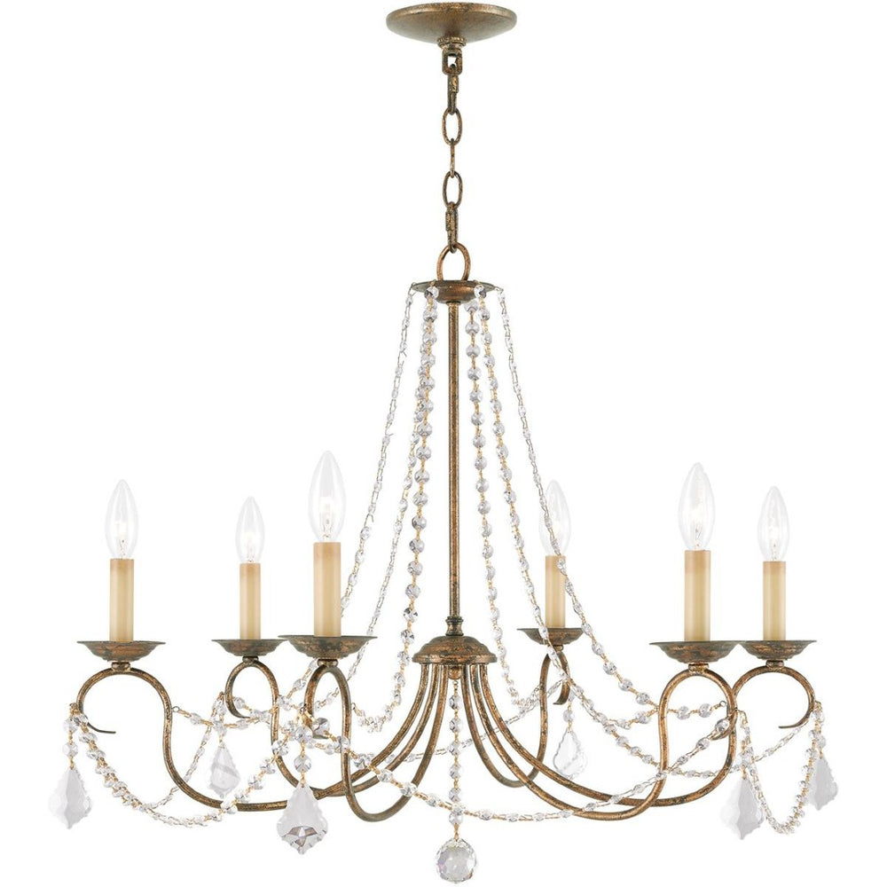 HomeRoots Six Light Dimmable Chandelier - Modern Steel Shades, Adjustable Brightness for Any Room Style 687846