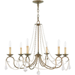 HomeRoots Six Light Dimmable Chandelier - Modern Steel Shades, Adjustable Brightness for Any Room Style 687846