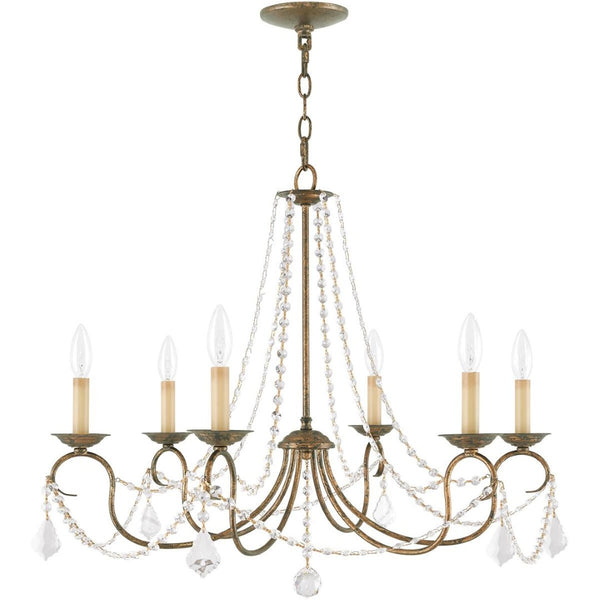 HomeRoots Six Light Dimmable Chandelier - Modern Steel Shades, Adjustable Brightness for Any Room Style 687846