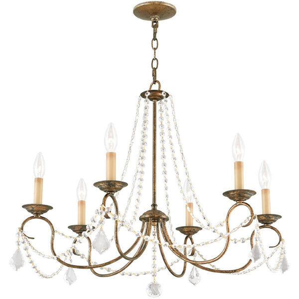 HomeRoots Six Light Dimmable Chandelier - Modern Steel Shades, Adjustable Brightness for Any Room Style 687846