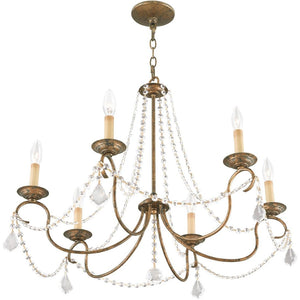 HomeRoots Six Light Dimmable Chandelier - Modern Steel Shades, Adjustable Brightness for Any Room Style 687846