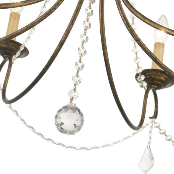 HomeRoots Six Light Dimmable Chandelier - Modern Steel Shades, Adjustable Brightness for Any Room Style 687846