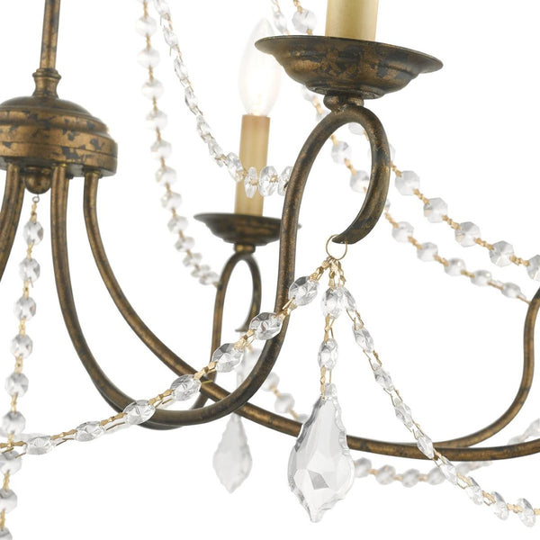 HomeRoots Six Light Dimmable Chandelier - Modern Steel Shades, Adjustable Brightness for Any Room Style 687846
