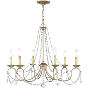HomeRoots Six Light Dimmable Chandelier with Cylinder Shades for Modern Industrial Ambiance in Any Space 687847