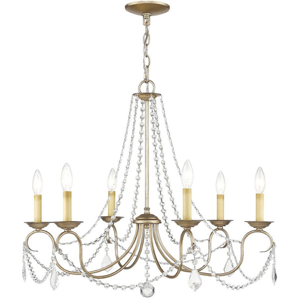 HomeRoots Six Light Dimmable Chandelier with Cylinder Shades for Modern Industrial Ambiance in Any Space 687847