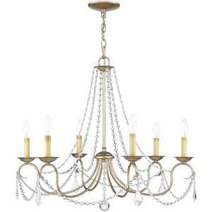 HomeRoots Six Light Dimmable Chandelier with Cylinder Shades for Modern Industrial Ambiance in Any Space 687847