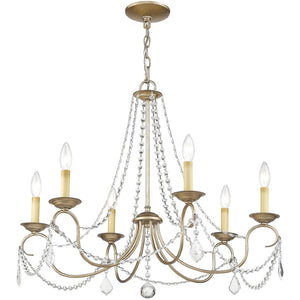 HomeRoots Six Light Dimmable Chandelier with Cylinder Shades for Modern Industrial Ambiance in Any Space 687847
