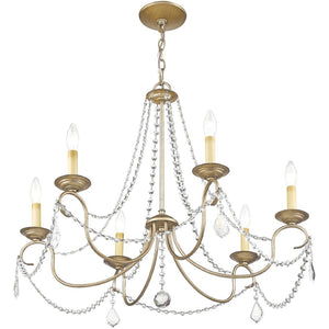 HomeRoots Six Light Dimmable Chandelier with Cylinder Shades for Modern Industrial Ambiance in Any Space 687847