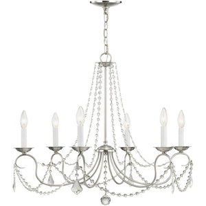 HomeRoots Six Light Dimmable Chandelier - Modern Steel Design with Adjustable Brightness for Elegant Spaces 687848