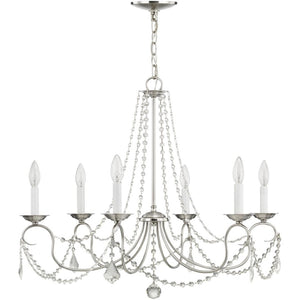 HomeRoots Six Light Dimmable Chandelier - Modern Steel Design with Adjustable Brightness for Elegant Spaces 687848