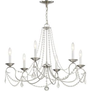 HomeRoots Six Light Dimmable Chandelier - Modern Steel Design with Adjustable Brightness for Elegant Spaces 687848