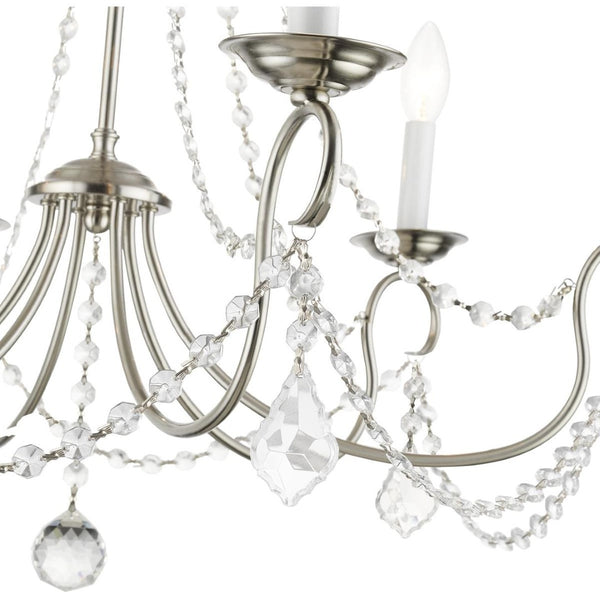 HomeRoots Six Light Dimmable Chandelier - Modern Steel Design with Adjustable Brightness for Elegant Spaces 687848