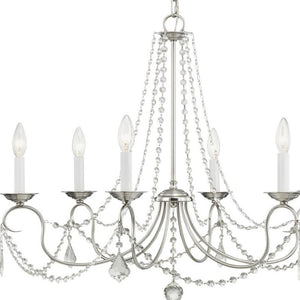 HomeRoots Six Light Dimmable Chandelier - Modern Steel Design with Adjustable Brightness for Elegant Spaces 687848