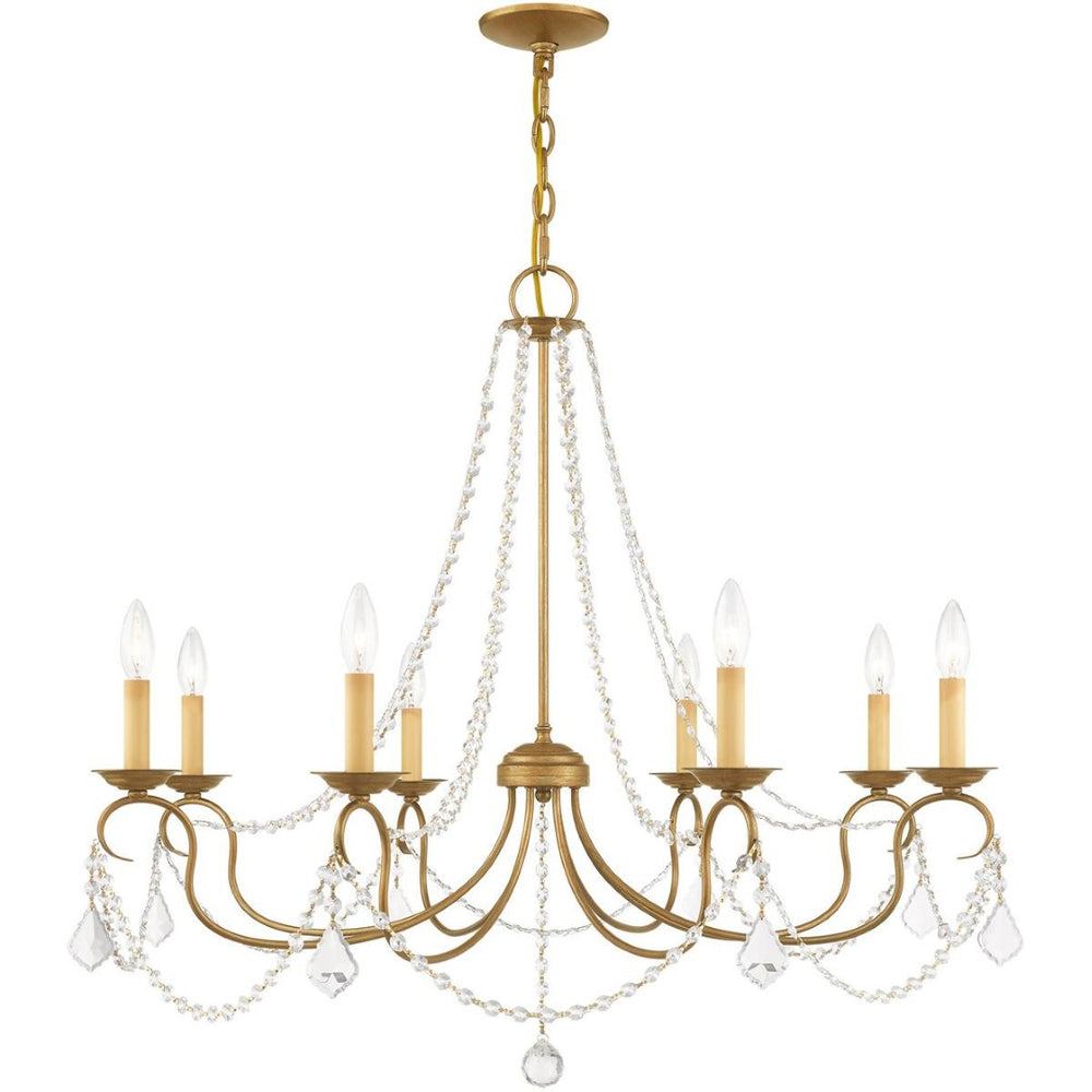 HomeRoots Eight Light Dimmable Chandelier - Modern Cylindrical Design for Elegant Illumination in Any Room 687849