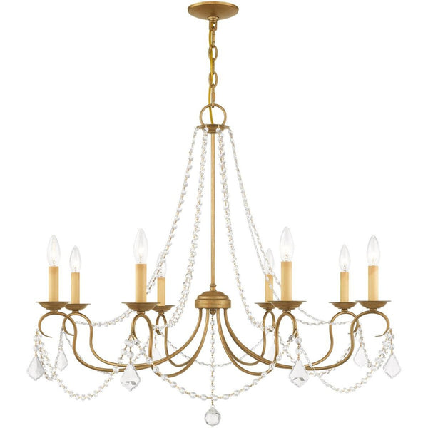 HomeRoots Eight Light Dimmable Chandelier - Modern Cylindrical Design for Elegant Illumination in Any Room 687849