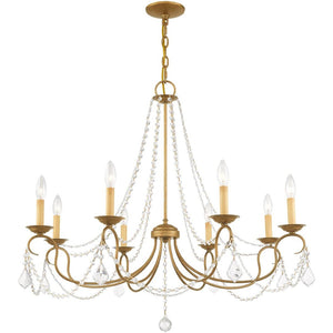 HomeRoots Eight Light Dimmable Chandelier - Modern Cylindrical Design for Elegant Illumination in Any Room 687849