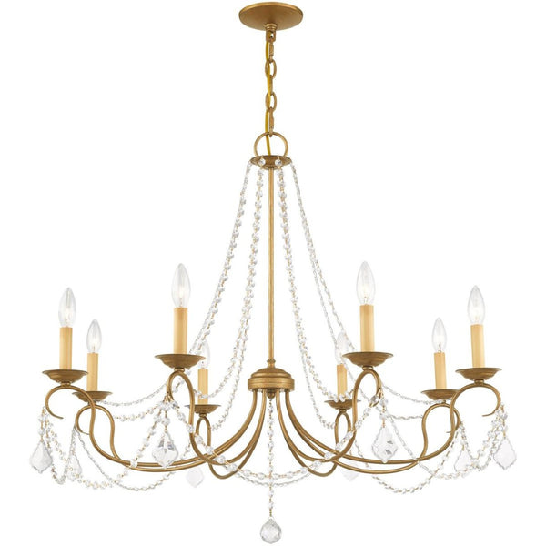 HomeRoots Eight Light Dimmable Chandelier - Modern Cylindrical Design for Elegant Illumination in Any Room 687849