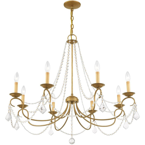 HomeRoots Eight Light Dimmable Chandelier - Modern Cylindrical Design for Elegant Illumination in Any Room 687849