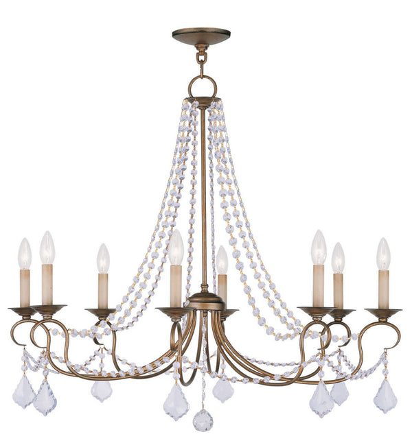 HomeRoots Eight Light Dimmable Chandelier - Modern Cylindrical Design for Elegant Illumination in Any Room 687849