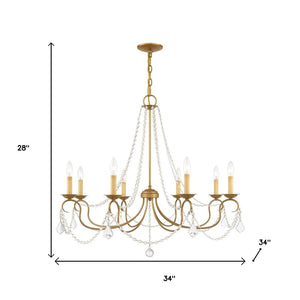 HomeRoots Eight Light Dimmable Chandelier - Modern Cylindrical Design for Elegant Illumination in Any Room 687849