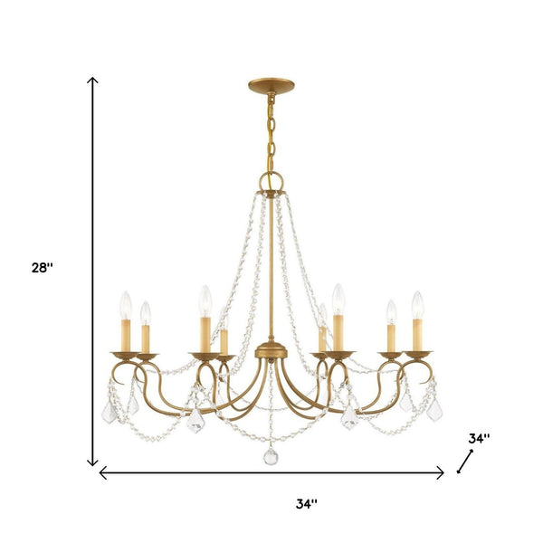 HomeRoots Eight Light Dimmable Chandelier - Modern Cylindrical Design for Elegant Illumination in Any Room 687849