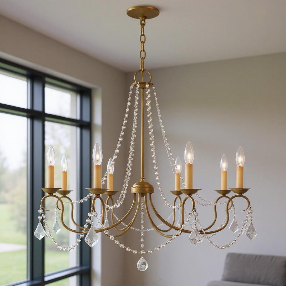 HomeRoots Eight Light Dimmable Chandelier - Modern Cylindrical Design for Elegant Illumination in Any Room 687849