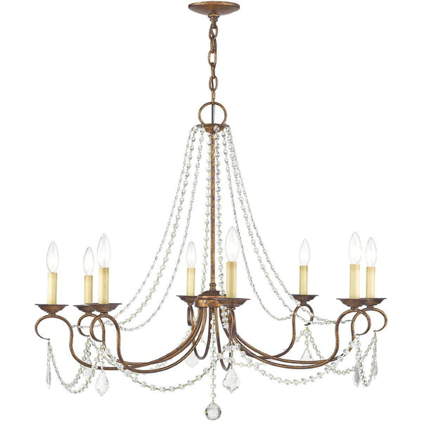 HomeRoots Eight Light Dimmable Chandelier – Modern Steel Fixture with Cylinder Shades for Versatile Spaces 687850