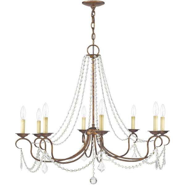 HomeRoots Eight Light Dimmable Chandelier – Modern Steel Fixture with Cylinder Shades for Versatile Spaces 687850