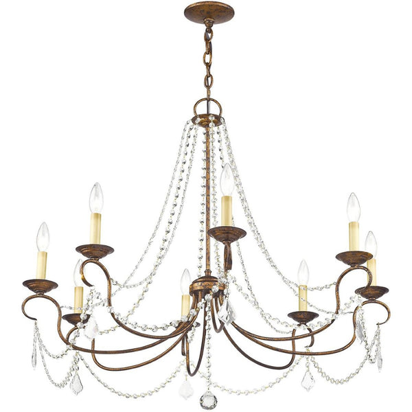 HomeRoots Eight Light Dimmable Chandelier – Modern Steel Fixture with Cylinder Shades for Versatile Spaces 687850