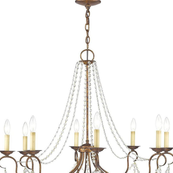 HomeRoots Eight Light Dimmable Chandelier – Modern Steel Fixture with Cylinder Shades for Versatile Spaces 687850