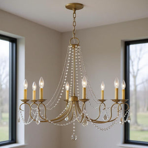 HomeRoots Eight Light Dimmable Chandelier - Modern Cylindrical Steel Shades for Elegant Ambiance & Style 687851