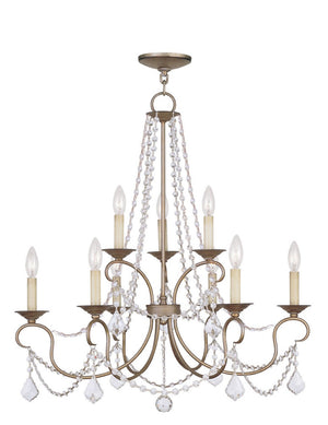 HomeRoots Nine Light Dimmable Chandelier – Modern Cylinder Design with Steel Shades for Stylish Interiors 687852