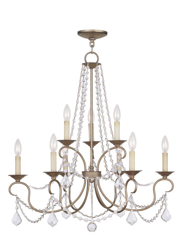 HomeRoots Nine Light Dimmable Chandelier – Modern Cylinder Design with Steel Shades for Stylish Interiors 687852