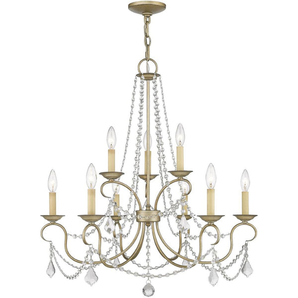 HomeRoots Nine Light Dimmable Chandelier – Modern Cylinder Design with Steel Shades for Stylish Interiors 687852