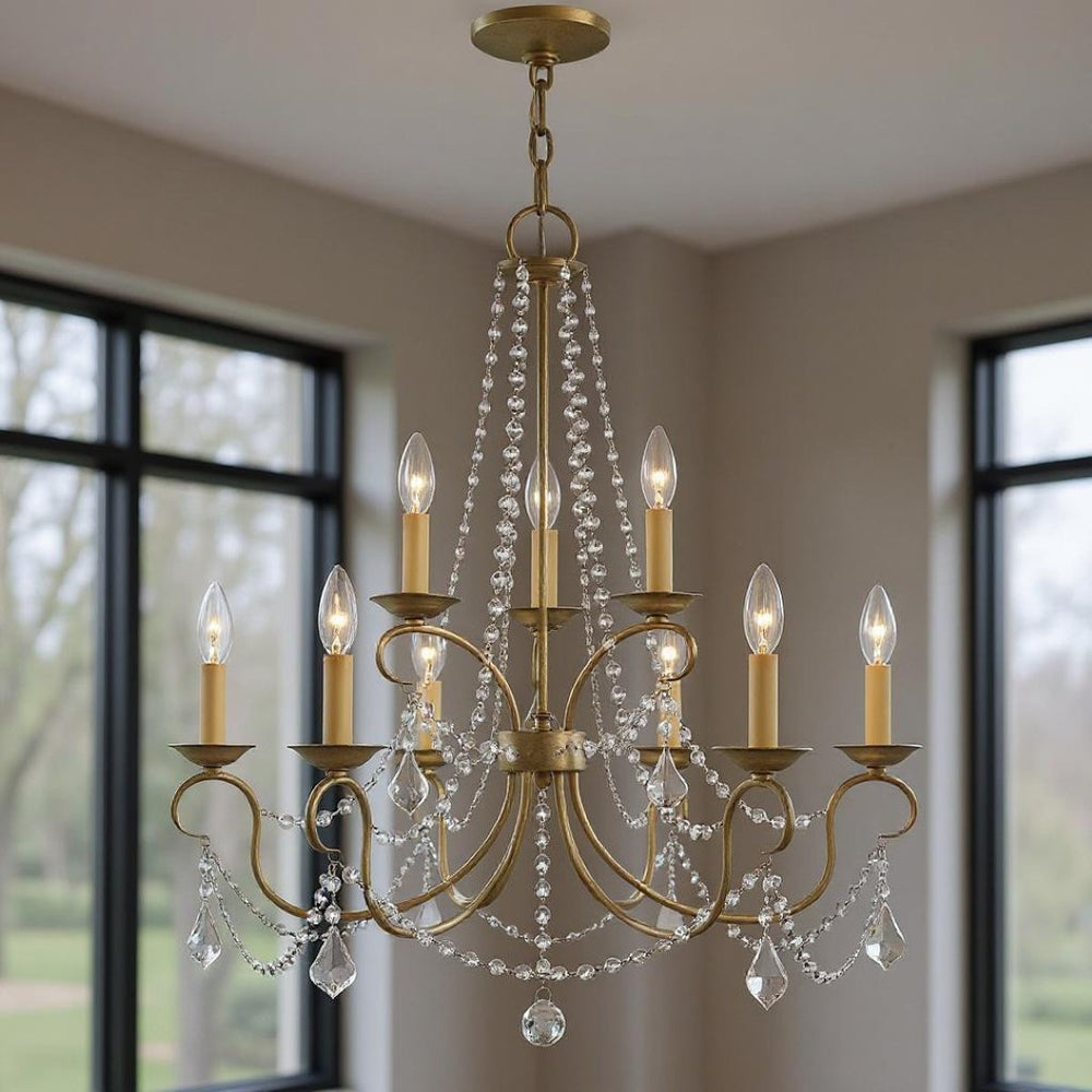 HomeRoots Nine Light Dimmable Chandelier – Modern Cylinder Design with Steel Shades for Stylish Interiors 687852