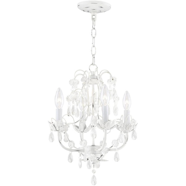 HomeRoots Four Light Dimmable Chandelier with Cylinder Shades - Modern Industrial Style for Cozy Ambiance 687853