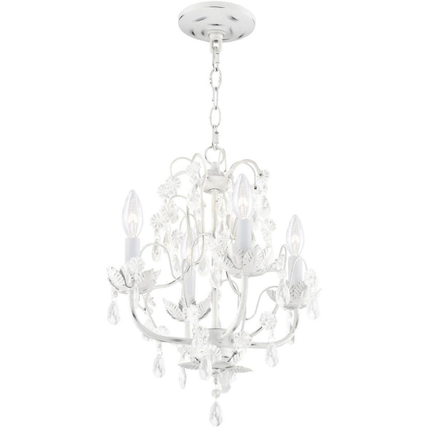HomeRoots Four Light Dimmable Chandelier with Cylinder Shades - Modern Industrial Style for Cozy Ambiance 687853