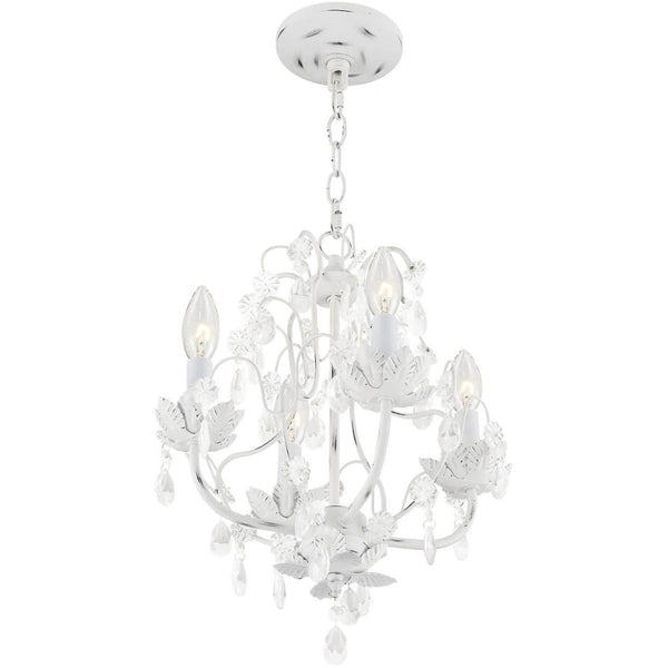 HomeRoots Four Light Dimmable Chandelier with Cylinder Shades - Modern Industrial Style for Cozy Ambiance 687853