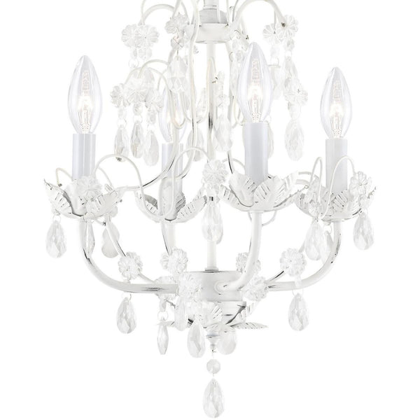 HomeRoots Four Light Dimmable Chandelier with Cylinder Shades - Modern Industrial Style for Cozy Ambiance 687853