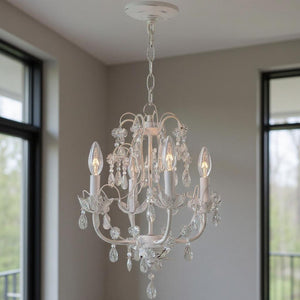 HomeRoots Four Light Dimmable Chandelier with Cylinder Shades - Modern Industrial Style for Cozy Ambiance 687853