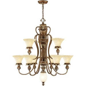 HomeRoots Bronze Ten-Light Dimmable Chandelier with Cylindrical Shades for Elegant Home Lighting Design 687854