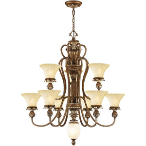 HomeRoots Bronze Ten-Light Dimmable Chandelier with Cylindrical Shades for Elegant Home Lighting Design 687854
