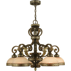 HomeRoots Bronze Five-Light Dimmable Chandelier with Elegant Cylinder Shades for Modern Home Decor Styles 687855