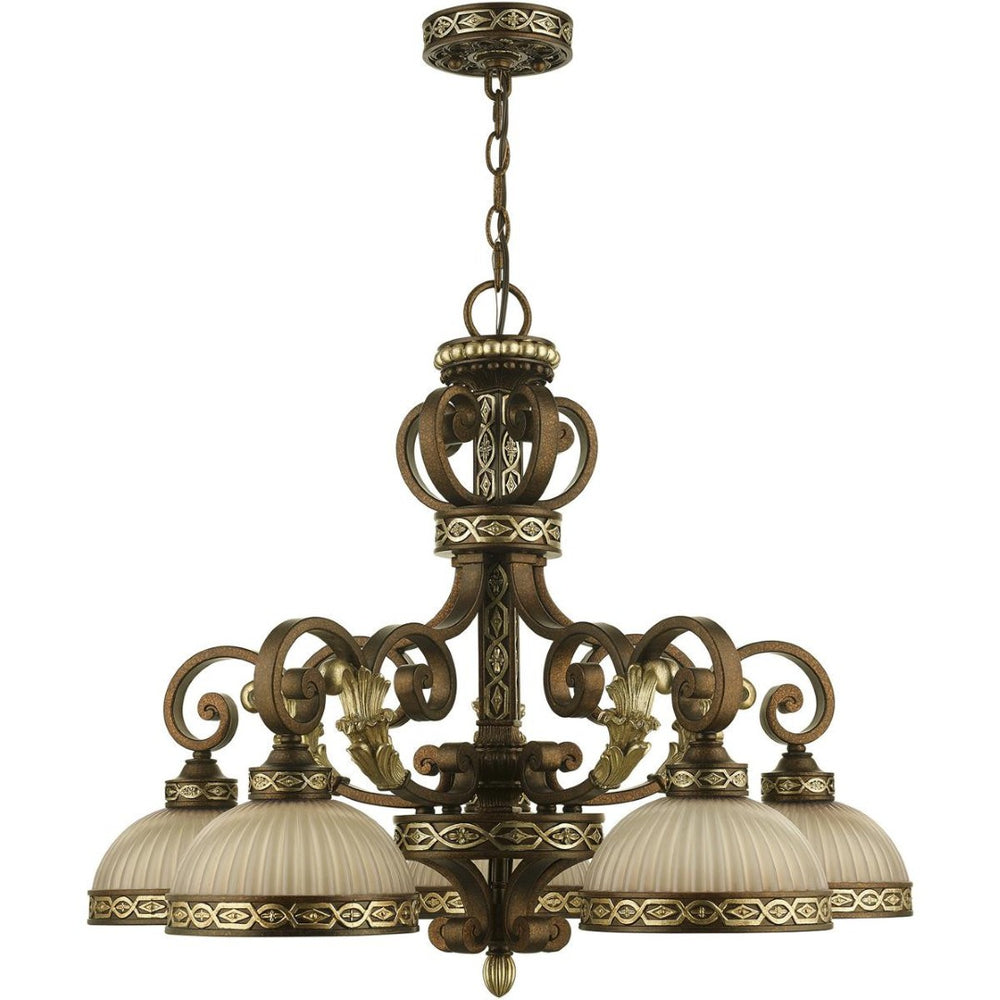 HomeRoots Bronze Five-Light Dimmable Chandelier with Elegant Cylinder Shades for Modern Home Decor Styles 687855