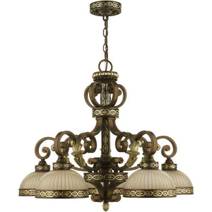 HomeRoots Bronze Five-Light Dimmable Chandelier with Elegant Cylinder Shades for Modern Home Decor Styles 687855