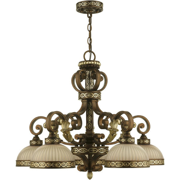 HomeRoots Bronze Five-Light Dimmable Chandelier with Elegant Cylinder Shades for Modern Home Decor Styles 687855