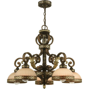 HomeRoots Bronze Five-Light Dimmable Chandelier with Elegant Cylinder Shades for Modern Home Decor Styles 687855